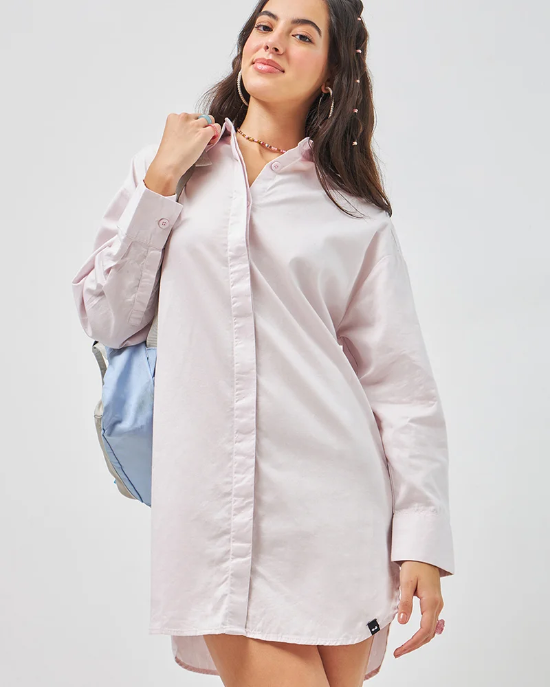 بيواكوف Women's Purple Super Loose Fit Shirt Dress